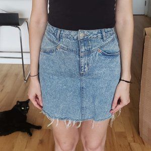 Topshop Cut Off Jean Skirt